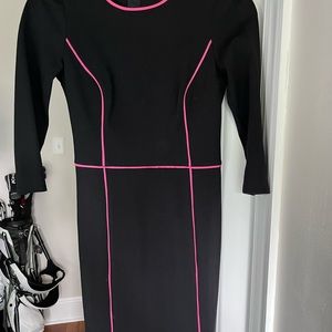 Banana republic lightly worn dress. Black with pink detail and zipper.